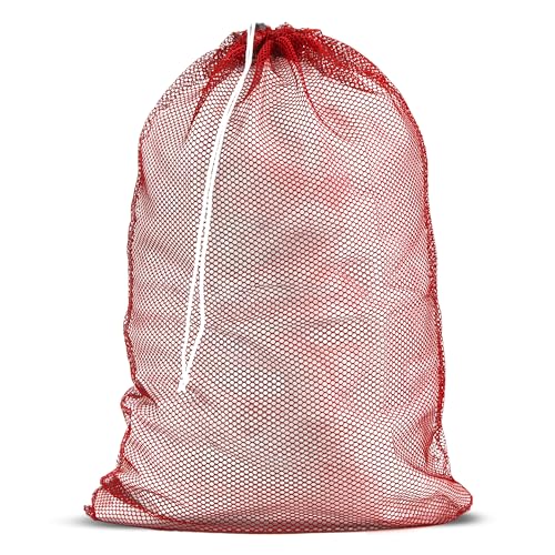 Handy Laundry Mesh XL Laundry Bag, 24" x 36" Heavy Duty, Durable Drawstring Closure, Machine Washable, Large Capacity for Delicates, Travel, College Dorm, Apartment, Red - color: Red