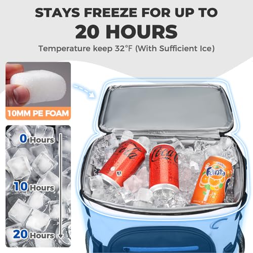 Heytrip Backpack Cooler 36/54 Cans, Insulated Portable Large Leakproof Waterproof Cooler Bag, 20 Hours Cold Retention for Lunch Camping Travel Beach Picnic - color: White - 36 Cans with 2 Pouches