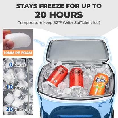 Heytrip Backpack Cooler 36/54 Cans, Insulated Portable Large Leakproof Waterproof Cooler Bag, 20 Hours Cold Retention for Lunch Camping Travel Beach Picnic - color: White - 36 Cans with 2 Pouches