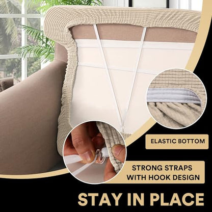 PrinceDeco 3 Piece Sofa Slipcovers for T Cushion Couch Cover T Shaped 3 Cushion Couch Sofa Seat Cover with Elastic Bottom Pets Friendly Jacquard Small Checked,Natural - color: Natural, size: 3 Cushion Sofa