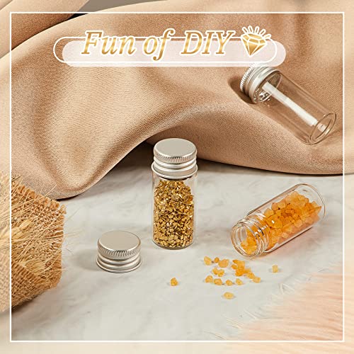Didaey 100 Pcs Small Clear Vials Spice Mini Jars with Lids Mini Glass Bottles with Screw Aluminum Metal Caps Tiny Jars Sample Containers for Powder Cream Cosmetic Jewelry Wedding (10 ml,Silver Caps) - color: Silver Caps, size: 10 ml