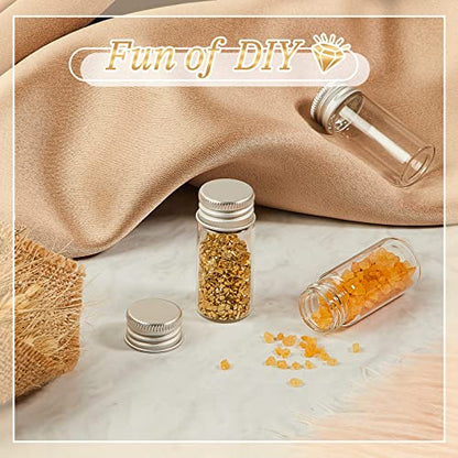 Didaey 100 Pcs Small Clear Vials Spice Mini Jars with Lids Mini Glass Bottles with Screw Aluminum Metal Caps Tiny Jars Sample Containers for Powder Cream Cosmetic Jewelry Wedding (10 ml,Silver Caps) - color: Silver Caps, size: 10 ml