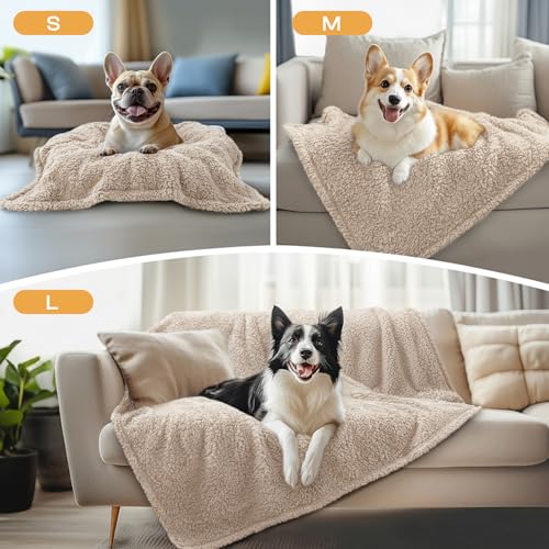 1 Pack 3 Calming Blankets Fluffy Premium Fleece Pet Blanket Soft Sherpa Throw for Dog Puppy Cat Beige Large (41" x31'') - color: Beige, size: Large (Pack of 3)