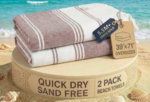 LANE LINEN Beach Towels for Women, 2 Pack Large Beach Towels Oversized, Pre-Washed, No-Shrink Sand Free, Quick Dry, Lightweight Travel Towel, Soft Beach Bath Towel, 39"x71" - Fired Brick - color: 41: Fired Brick, size: Pack of 2