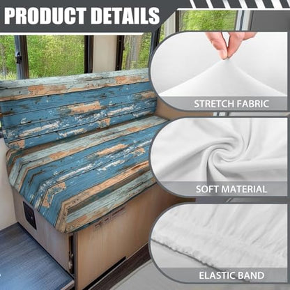 Board Stripes RV Sofa Covers - Stretchable Camper Seat Protector with Elastic Edges, Non-Slip Furniture Covers for RV Dinette, Lightweight & Washable - color: Board Stripes
