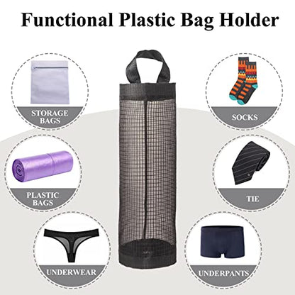 TOGETRUE Plastic Bag Holder, Grocery Bag Holder Mesh Hanging Storage Bag Dispenser (Black 2 Packs) - color: Black 2 Packs