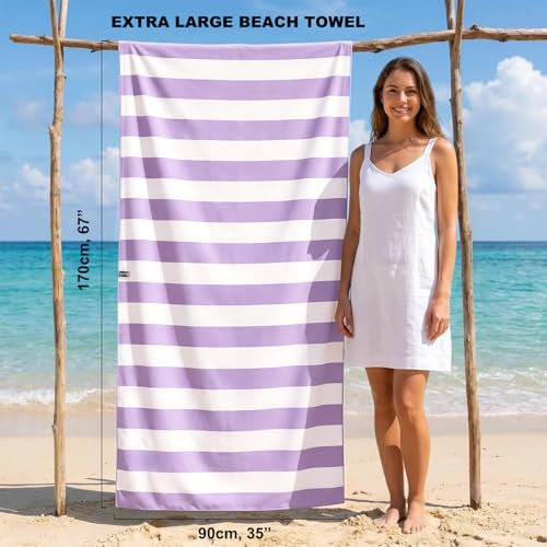 Your Choice Microfiber Beach Towel, Sand-Free Quick Dry Travel Towel, Oversized Compact Lightweight Recycled Towel for Pool Camping(67"x35"/60"x30") - color: D-lombok Lilac, size: Extra Large(67x35")