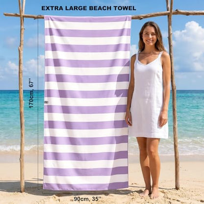 Your Choice Microfiber Beach Towel, Sand-Free Quick Dry Travel Towel, Oversized Compact Lightweight Recycled Towel for Pool Camping(67"x35"/60"x30") - color: D-lombok Lilac, size: Extra Large(67x35")