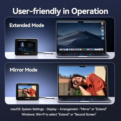 Tobenone 5" FHD 1080P Mini Monitor for PC with USB-C Hub, 100W PD, 4 USB Ports, SD/Micro SD, Portable Monitor for Digital Photo Frame, Desktop Clock, Second Screen, Home&Office