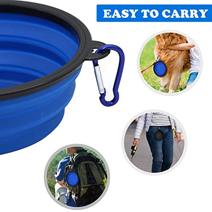 2-Pack Small Dog Travel Bowl, Collapsible Bowls for Dogs, Foldable Cat Water Bowl, Portable Pet Feeding Watering Traveling Dish (Black & Dark Blue) - color: Black & Dark Blue