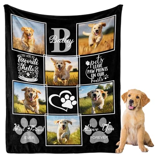 Personalized Dog Blanket with Name Photo, Custom Flannel Throw Gifts | Custom pet blanket, for dog/cat lovers, Couch/bed decor, 4 sizes: 30x40, 40x50, 50x60, 60x80 in, Ships next day, Made in USA - color: Style 6