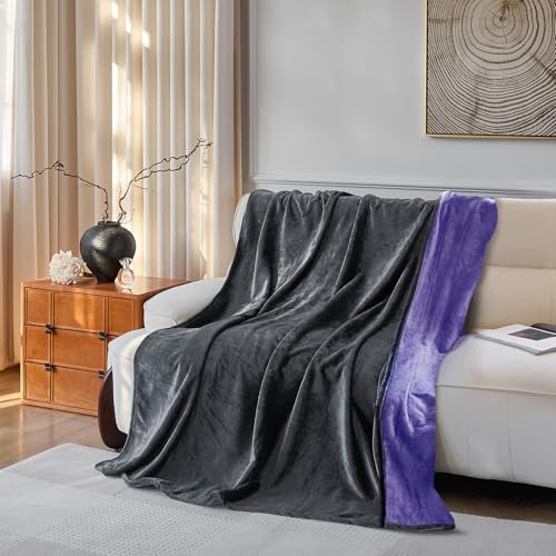 YISURE Waterproof Blanket for Couch Sofa Bed, Small Stain Proof Blankets for Pet Leakproof, 60"x40", Washable, Reversible & Reusable Scratch Proof Furniture Protector (Grey/Violet) - color: Grey/Violet, size: 60x40 in