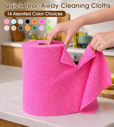 KitchLife Microfiber Cleaning Cloth Roll, 100 Pack - Tear-Away Microfiber Paper Towels, Lint-Free, Reusable, Washable for Kitchen, Car, Dishes, and Sensitive Surfaces (Hot Pink) - color: Hot Pink, size: 100 Pack
