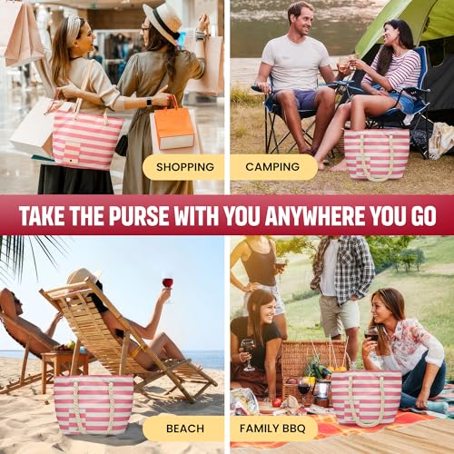 Sneaky Booze Wine Purse Tote Bag Cooler With Hidden Spout Alcohol Dispenser Insulated Flask Holds 2 Bottles Easy Pouring Durable Stylish Portable Carrier Design For Traveling Picnics Parties Beach