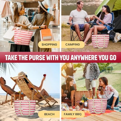 Sneaky Booze Wine Purse Tote Bag Cooler With Hidden Spout Alcohol Dispenser Insulated Flask Holds 2 Bottles Easy Pouring Durable Stylish Portable Carrier Design For Traveling Picnics Parties Beach