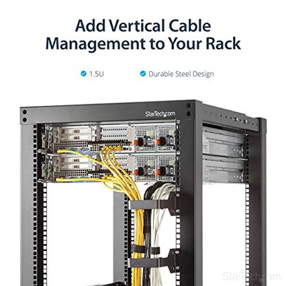 StarTech 1.5U Multi-Directional Vertical 2.4 x 3.9in (6 x 10cm) Server Rack Cable Management D-Ring Hook; Network Rack-Mount Cord Organizer; Cable Manager for 19" and 10" Cabinets
