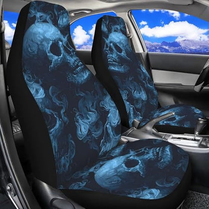 Bulopur Flame Skull Car Seat Cover Front Seats Only Breathable Stretchable Automotive Seat Covers & Accessories Highback Bucket Seats Covers 2 Pack, Easy to Install - color: Flame Skull