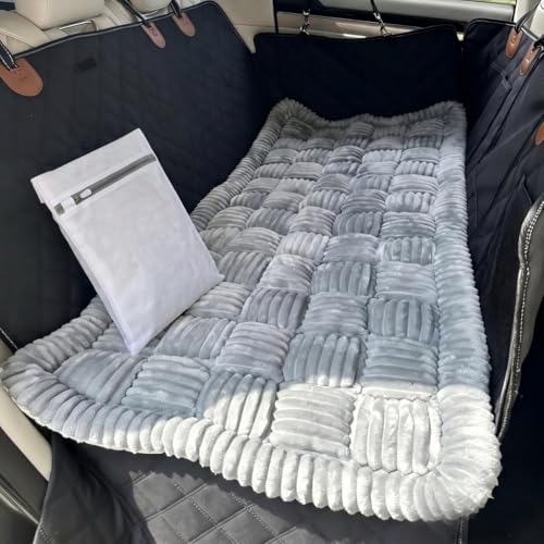 RYNVALE 51" x 23.6" Thickened Dog Bed Mat for Car Back Seat, Non-Slip Pet Car Blanket with Laundry Bag, Washable Backseat Pet Bed Mat for Backseat Extenders and Seat Covers, Grey L - color: Grey, size: L