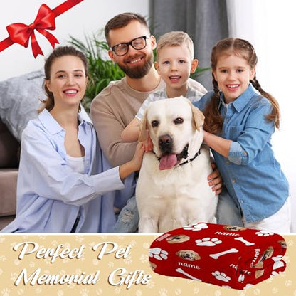 Custom Dogs Blanket with Picture Name, Personalized Funny Dog Cat Face Throw Blankets, Customized Pet Memorial Blanket for Cat Dog Lovers Owner Dogs Dad Mom Gifts for Women Men - color: Design4