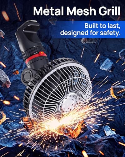 12V Car Clip Fan & 24V Truck Fan, SUV Sun Visor, 1.7m Cord, Strong Airflow Stepless Speed, Semi Truck Sleeper Quiet Cooling Fan