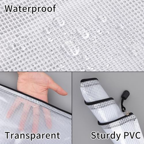 EOOUT 20pcs Mesh Zipper Pouch Bags 8 Size Water Resistant Zipper Bags Plastic Clear Storage Bags for Travel Office Home School Supplies and Board Game Organize - style: Black-20pcs