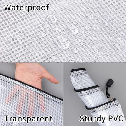 EOOUT 20pcs Mesh Zipper Pouch Bags 8 Size Water Resistant Zipper Bags Plastic Clear Storage Bags for Travel Office Home School Supplies and Board Game Organize - style: Black-20pcs