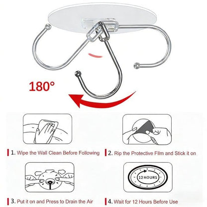 Heavy Duty Self Adhesive Hooks - 33lb Max Transparent Waterproof ,Strong adhesion for Hanging Wall Hooks,Adhesive Round Sticky Hooks for Bedrooms, Shower, Kitchens, Offices, Doors, Outdoor (5-pcs)
