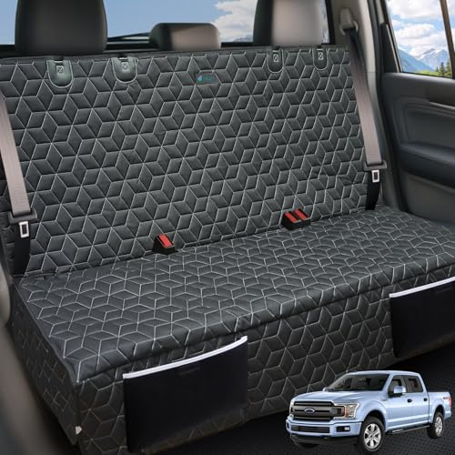 Meginc Dog Car Seat Covers for Back Seat,Waterproof Pet Bench Seat Covers for Trucks Ford f150/Ram1500/Nissan Frontier/Toyota Tacoma/GMC Canyon/Silverado Scratch Nonslip Truck Seat Cover for Dogs - color: Bench-Black, size: Truck Bench-61"W