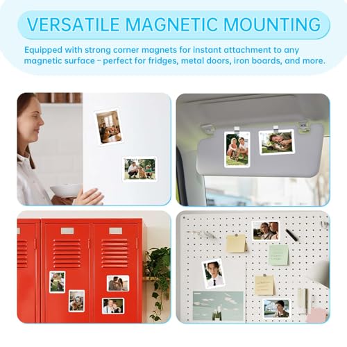 4 Pack Magnetic Car Visor Photo Holder – Personalized Acrylic Clip for Family, Pets, Travel Pictures – Easy Snap-On Car Accessory for Sun Visor (4 Pack, 2.4''x3.5'') - style: 4 Pack