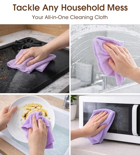 KitchLife Microfiber Cleaning Cloth Roll, 100 Pack - Tear-Away Microfiber Paper Towels, Lint-Free, Reusable, Washable for Kitchen, Car, Dishes, and Sensitive Surfaces (Light Purple) - color: Light Purple, size: 100 Pack