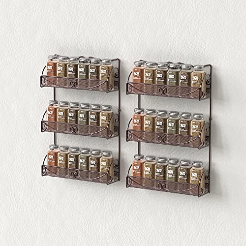 Deco Brothers 3 Tier Wall Mounted Hanging Spice Rack, Bronze, 2 Pack - size: 2-Pack