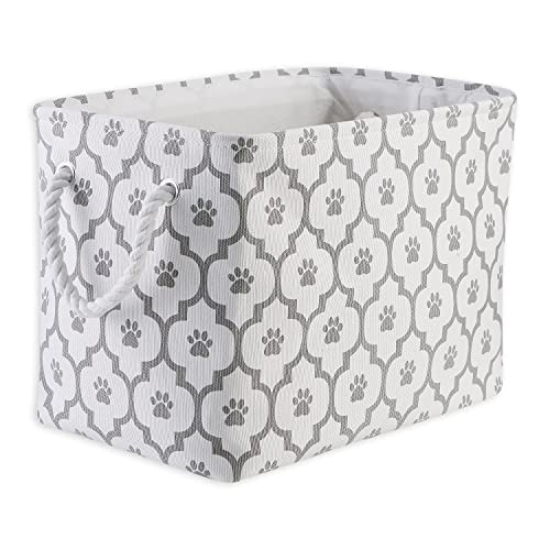 Bone Dry Pet Storage Collection Lattice Paw Print, Medium Rectangle, White/Gray - color: White/Gray, size: Medium Rectangle