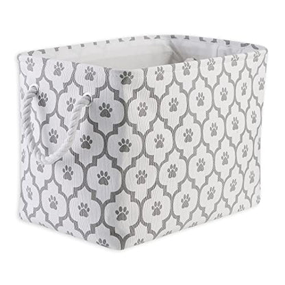 Bone Dry Pet Storage Collection Lattice Paw Print, Medium Rectangle, White/Gray - color: White/Gray, size: Medium Rectangle