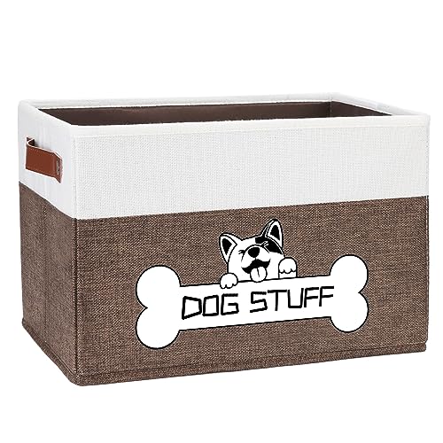 Foldable Dog Toy Box, Fabric Pet Storage, Folding Organizer Home Décor Bin with Handle, Collapsible Storage Basket for Pet Leash, Blanket, Chew Toys and Accessories, Coffee - color: Coffee