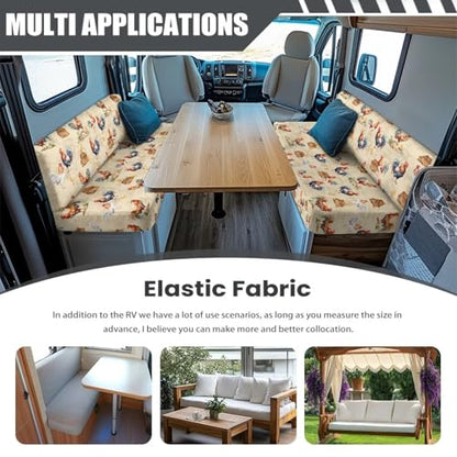 SEANATIVE Cute Chickens RV Dinette Cushion Covers Stretch Camper Cushions Cover Replacement Couch Cushion Slipcovers Washable Loveseat Slipcovers for Travel Trailer Couch - color: Cute Chickens
