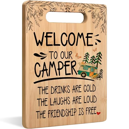 Camping Welcome Cutting Chopping Board, Gifts for Camping Lovers Campers, Welcome to Our Camper Bamboo Cutting Boards for Kitchen - color: Camping B