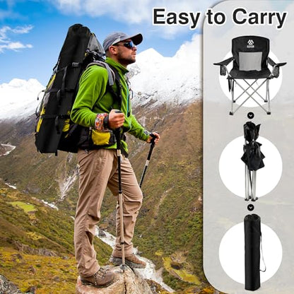Elevon Camping Chair, Portable Folding Outdoor Chair with Arms, Cup Holder and Carry Bag - color: Midnight-4 Pack