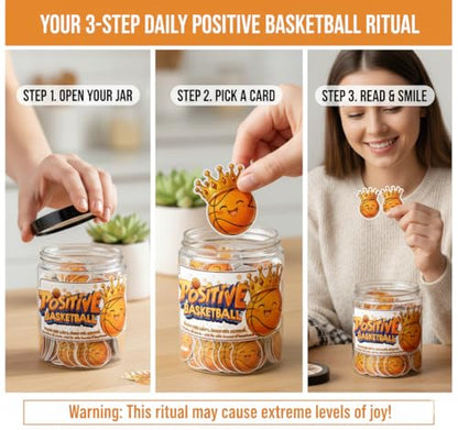 Positive Basketball Jar With 60 Affirmation Cards, Emotional Support Basketball, Basketball Gift For Teen Boys Girls And Men, Coach, Stocking Stuffers For Teen Boys - color: Positive Basketball