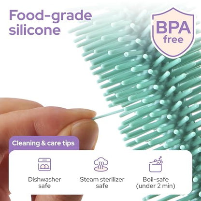 lalalark 7-in-1 Baby Bottle Brush Set, BPA Free Silicone Baby Bottle Cleaning Kit with No Scratch Dual-Headed Brush, Nipple Brush,Soap Dispenser & Drying Rack,Travel Cleaner Set with Storage Case,Mint - color: Mint