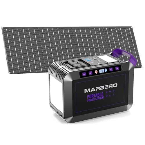 MARBERO 172Wh Solar Generator with 40W Solar Panel, Portable Solar Power Station 200W, Camping, Outdoor, Hiking, Fishing, Emergency, CPAP - color: Purple Black