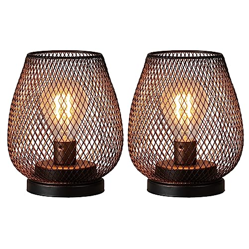 NEEDOMO 2 Pack Battery Operated Lamp Outdoor Table Lantern, LED Table Lantern with Timer Mode, Vintage Decorative Lights Cordless Lamp Indoor Outdoor Patio Bedroom Living Room with LED Bulb - style: Bronze
