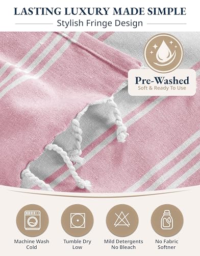 LANE LINEN Beach Towel 2 Pack - Beach Towels Oversized, Pre-Washed Large Beach Towels, Sandless Beach Towel, Quick Dry Travel Towel, Large Pool Towels, 39"x71" - Cashmere Rose - color: 26: Cashmere Rose, size: Pack of 2