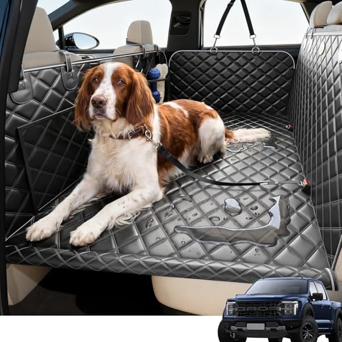 【Hard Bottom But SoftTouch】Truck Back Seat Cover for Dogs,Car Seat Extender | 600lb Support, Dual Locked Edge, 100% Waterproof, Anti-Scratch Protector for Full Size SUV / Truck / MPV - color: Black, size: XL (Plus for Full-Size Truck/SUV)