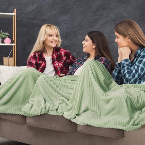 Buryeah 6 Pcs Flannel Throw Blanket Bulk 50 x 60 in Sleepover Blanket Outdoor Wedding Throw Lightweight, Oeko-tex Standard 100 Certified for Sofa Homeless Gifts (Mint) - color: Mint