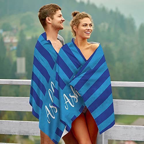 MeMoShe Personalized Beach Towel for Kids Custom Microfiber Beach Towels with Name Sand Free Pool Towel Quick Dry Stripes Print Beach Towels for Adults 30x60 Inch - color: Multi-color 8