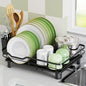 ROTTOGOON Dish Drying Rack, Stainless Steel Rustproof Dish Rack for Kitchen Counter, Sturdy Dish Drainer with Drainboard, Drainage, Utensil Holder for Various Kitchenware, 16.2"(L) x 12.6"(W), Black