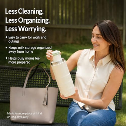 22oz Premium Stainless Steel Breast Milk Cooler, 360° Cooling Gel Ring, 24-Hour Cold Storage, 2 BPA-Free 11oz Bottles, Leak-Proof, Designed for Working Moms and Full-Day Outings - size: Pro Cooler 22 Ounce