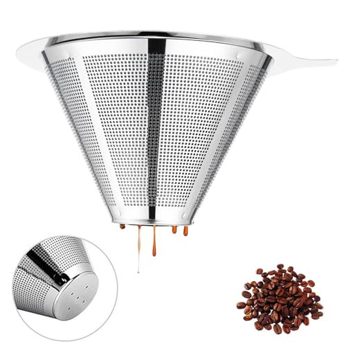 Pour Over Coffee Maker,Coffee Filter,Slow Drip Paperless Stainless Steel Cone Coffee Dripper(1 Cup) Mini - color: Silver, size: 1 Cup (Mini)