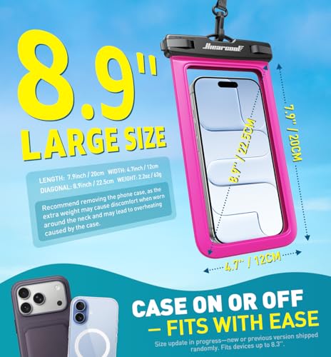 Hiearcool Waterproof Phone Pouch,Waterproof Phone Case for iPhone 17 16 15 14 13 Pro Max Plus up to 8.9",IPX8 Cellphone Dry Bag for Beach Cruise Travel-Bright Red-2Pack - color: 2Bright Red