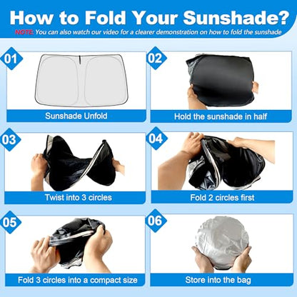 Windshield Sun Shade for 2013-2019 Fo-rd Escape Accessories, Foldable Window Sunshade Sun Visor Protector, Front Windshield Sunshade Sun Shield Blocks UV Rays Heat - size: Silver & Black-Fit 2013-2019 Ford Escape